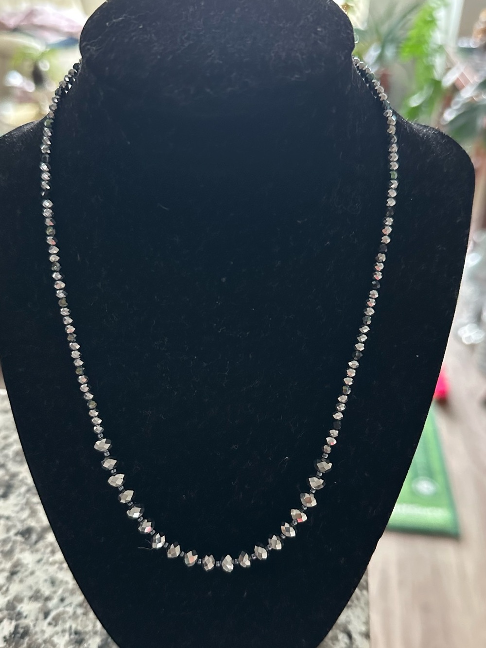 Sterling Silver Faceted Bead Necklace in Silver